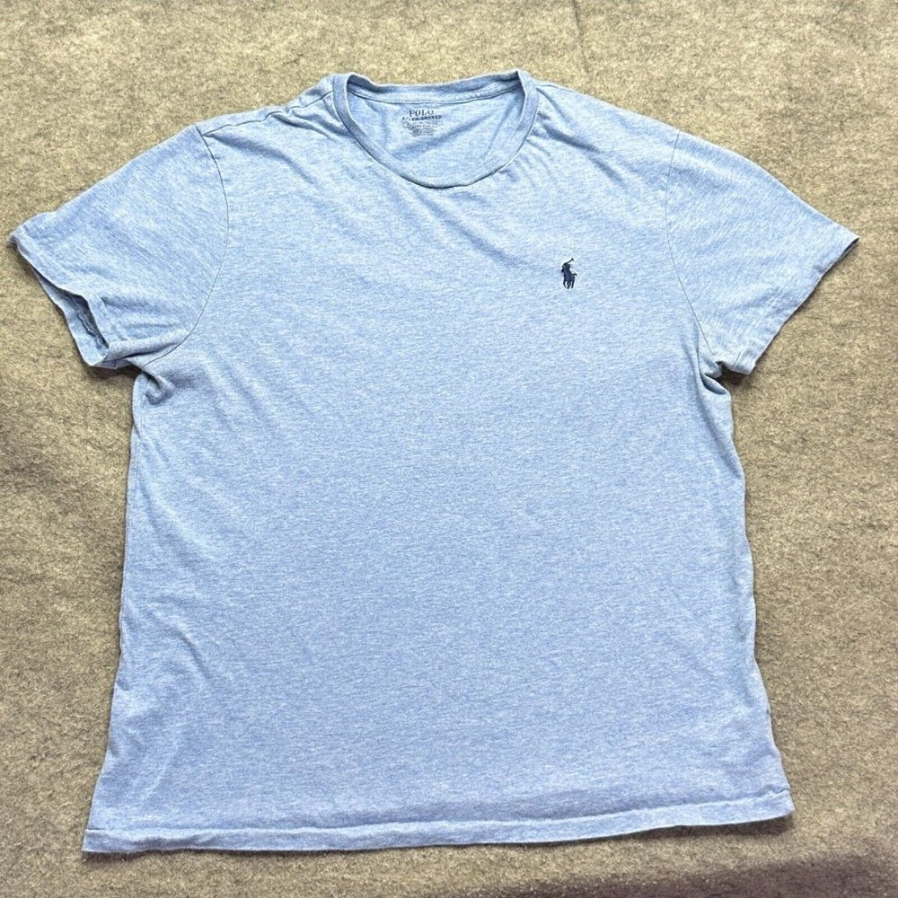 Polo Ralph Lauren T-Shirt Blue Custom Slim Fit Crew Neck Jersey Cotton Men XL